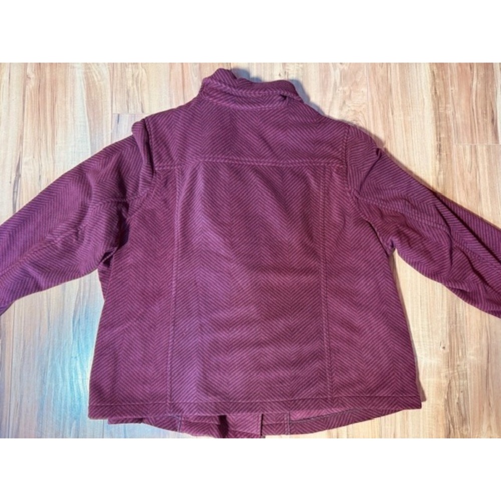 Isaac Mizrahi Live Full Zip Moto Fleece Jacket shirt 3X Burgundy Striped NWOT - Picture 7 of 14